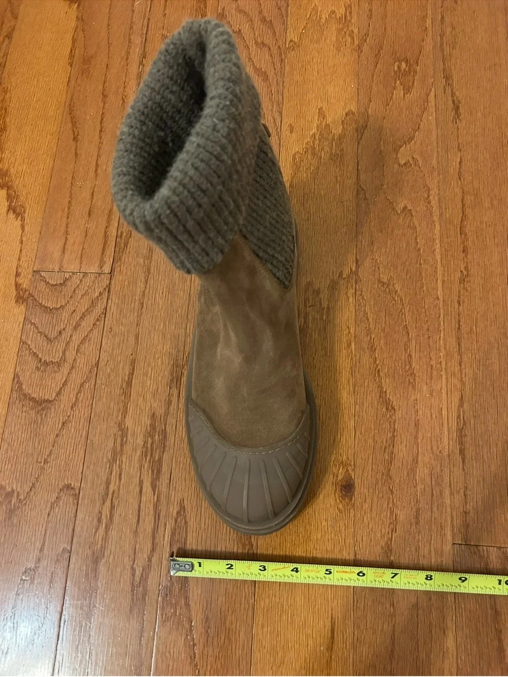 Sam Edelman Brown Knit Cuff Duck Boots Women's Size 9 Waterproof Lug Sole